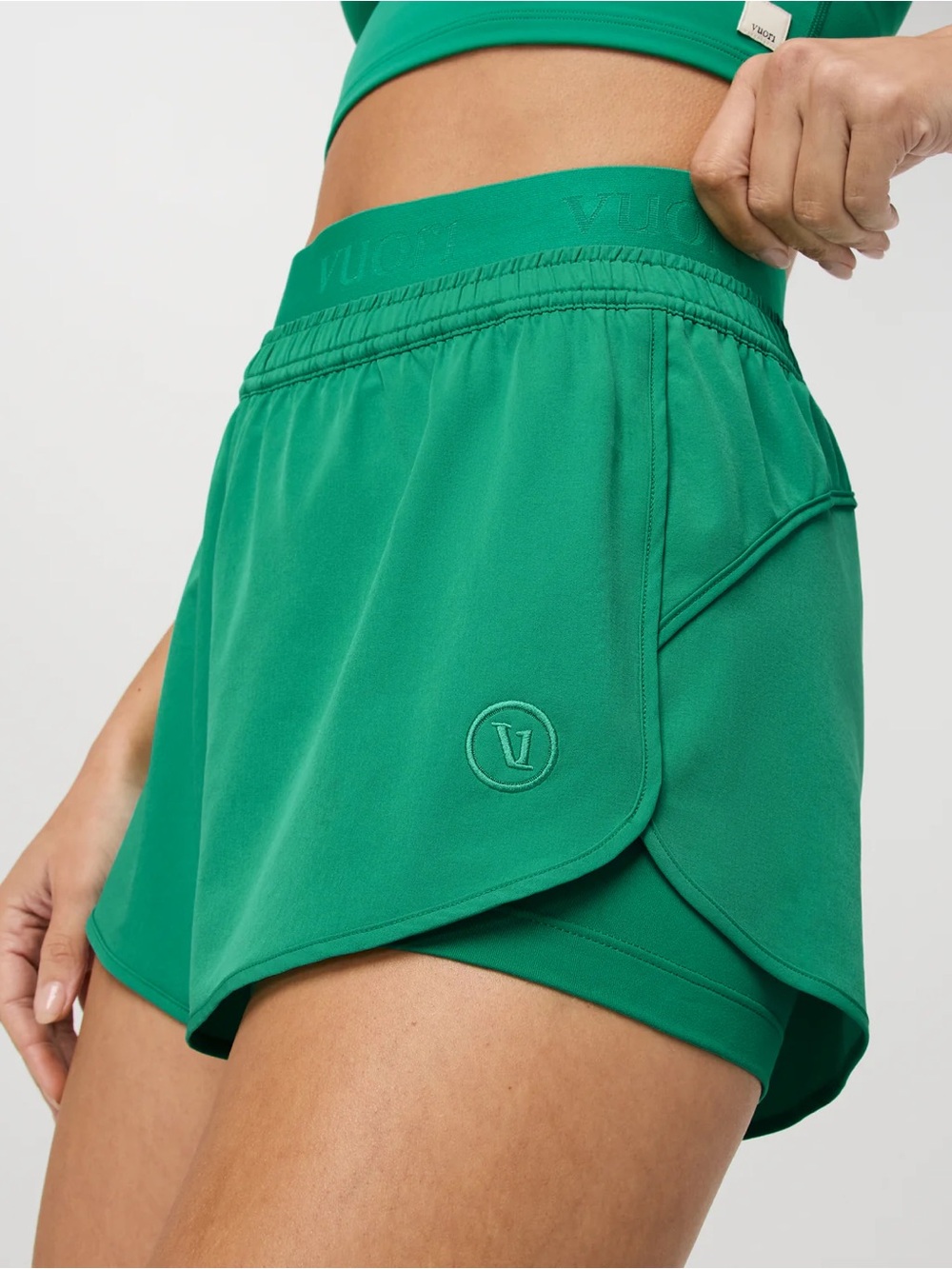 Vuori- Luna Piped Short- running shorts in Emerald. new with tags womens large - Picture 2 of 6